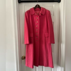 Vintage “Barbie” Pink Long Textured Wool Coat!